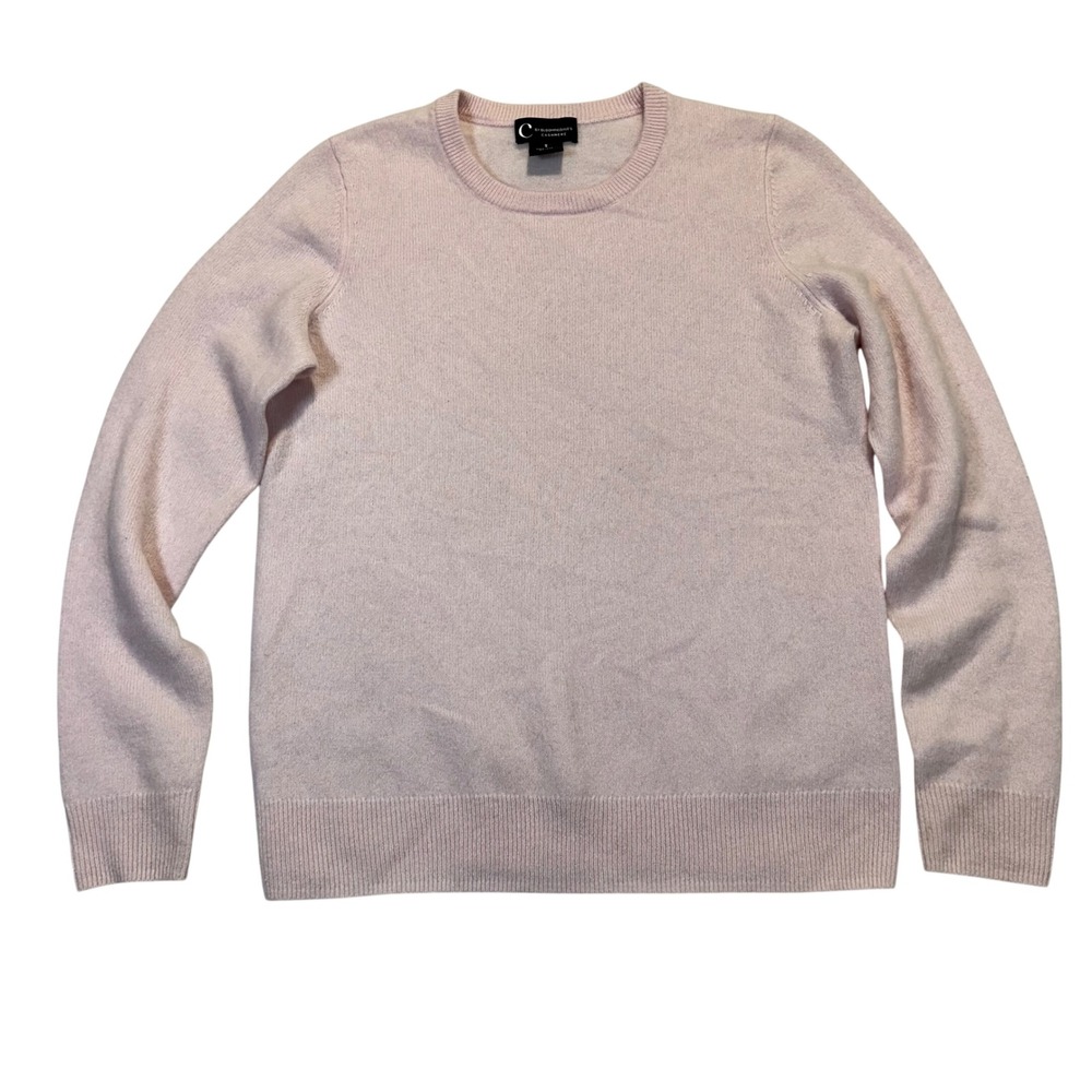 C by Bloomingdale's Cashmere Sweater Women Small Pink Crewneck Classic Luxury